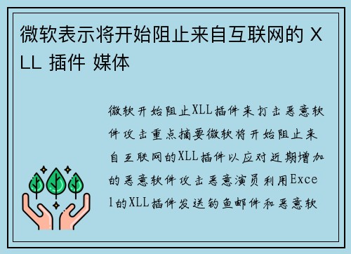 微软表示将开始阻止来自互联网的 XLL 插件 媒体